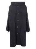Y's hooded button-down wool coat - Black