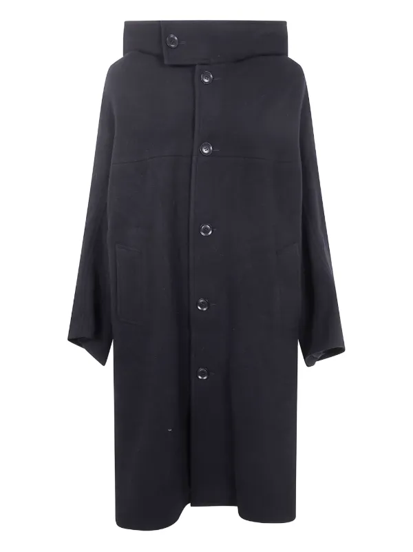 Y's Hooded button-down Wool Coat Black FARFETCH PH