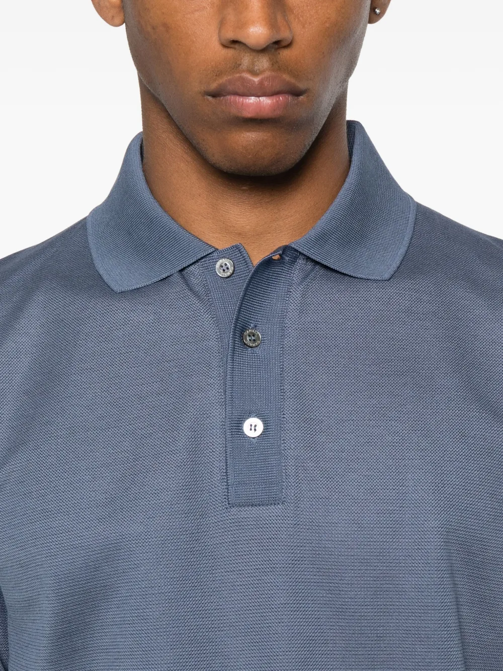 Canali Poloshirt met lange mouwen Blauw