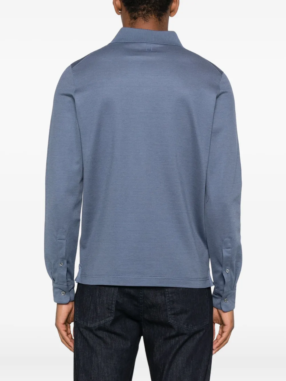 Canali Poloshirt met lange mouwen Blauw