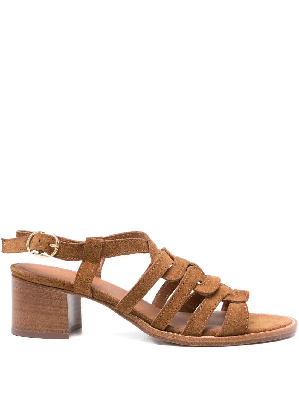 KING TARTUFOLI 60mm suede block-heel sandals Brown