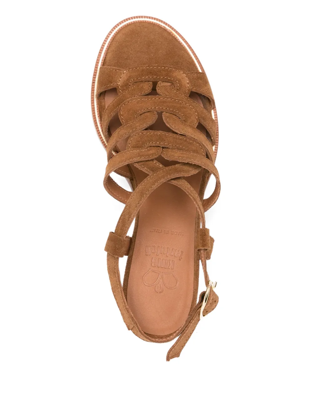 KING TARTUFOLI 60mm suede block-heel sandals Brown