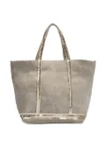 Vanessa Bruno small sequin-trimmed linen tote bag - Neutrals