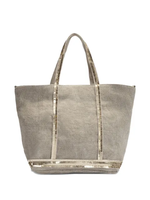 Vanessa Bruno small sequin-trimmed linen tote bag