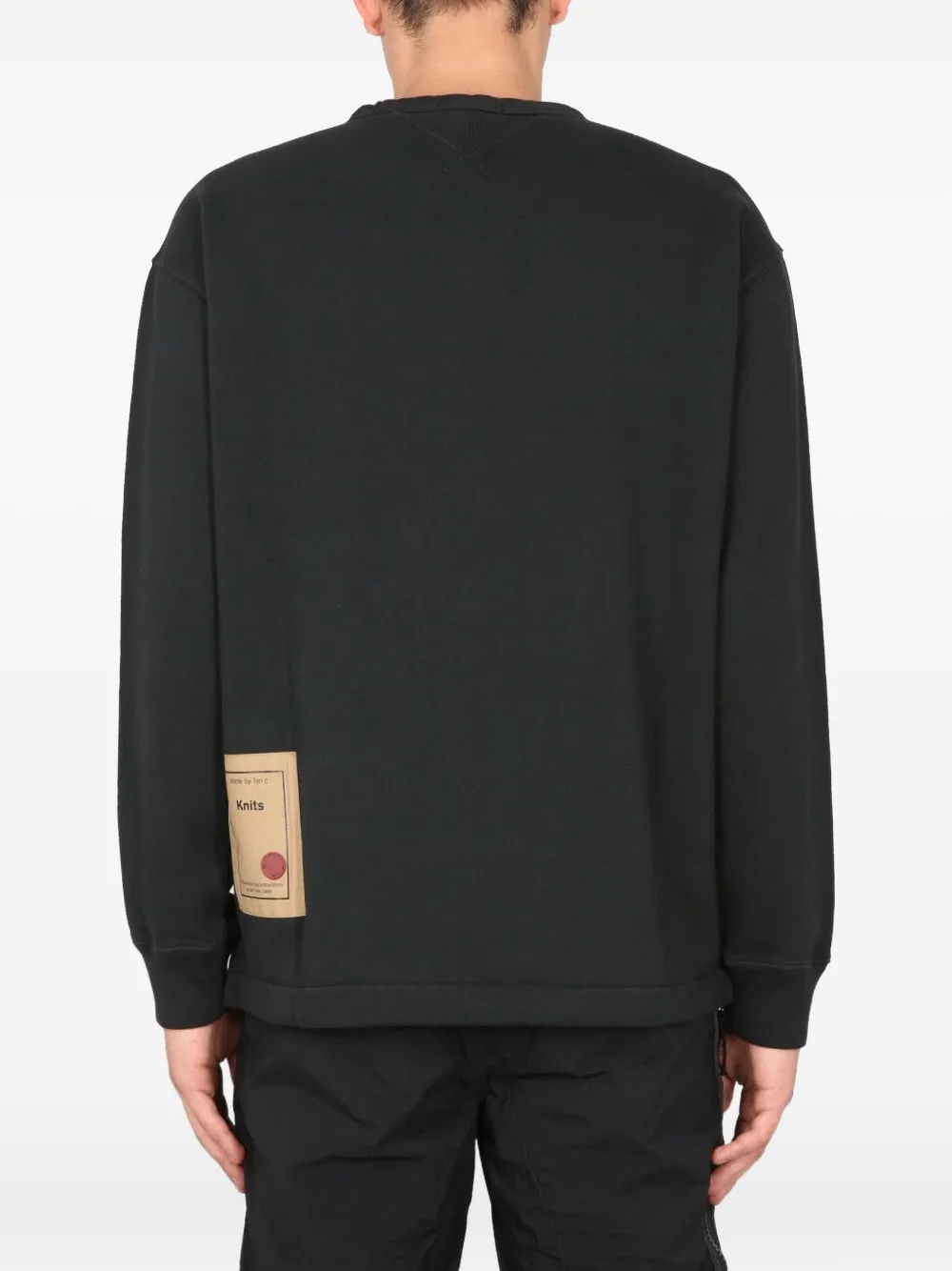 Ten C Sweater met zak en ronde hals Zwart