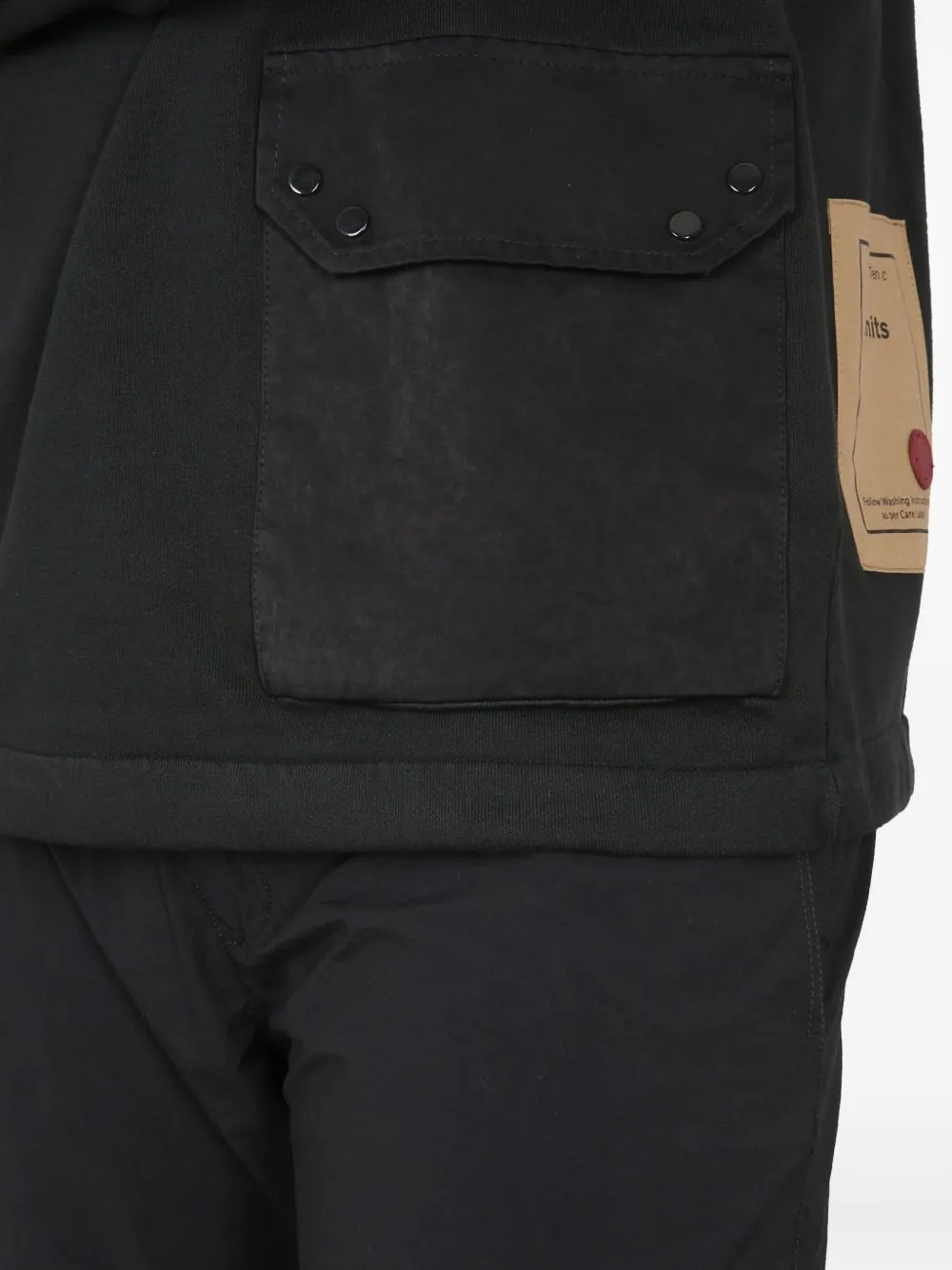 Ten C Sweater met zak en ronde hals Zwart