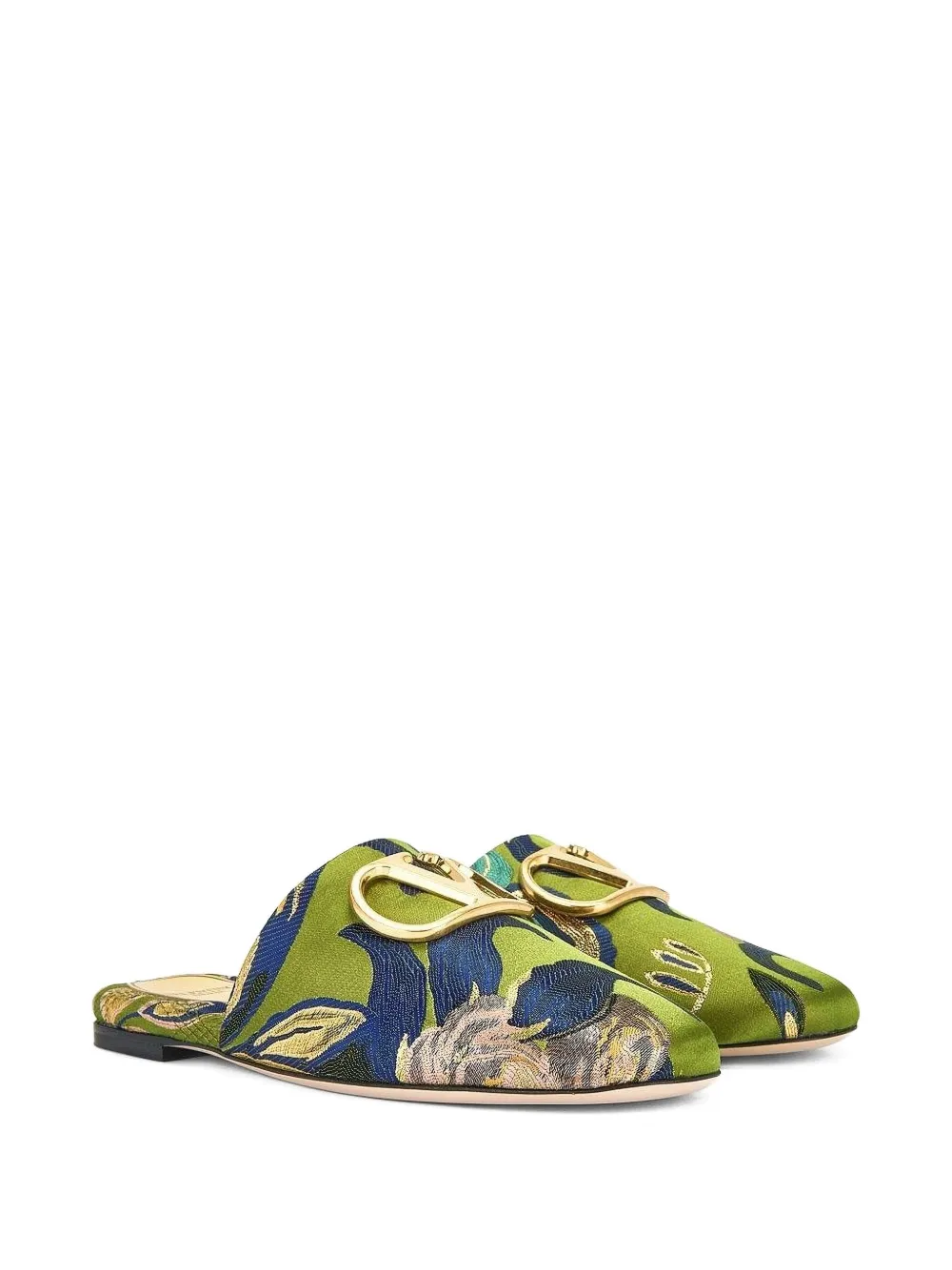 Valentino Garavani VLogo floral mules Green