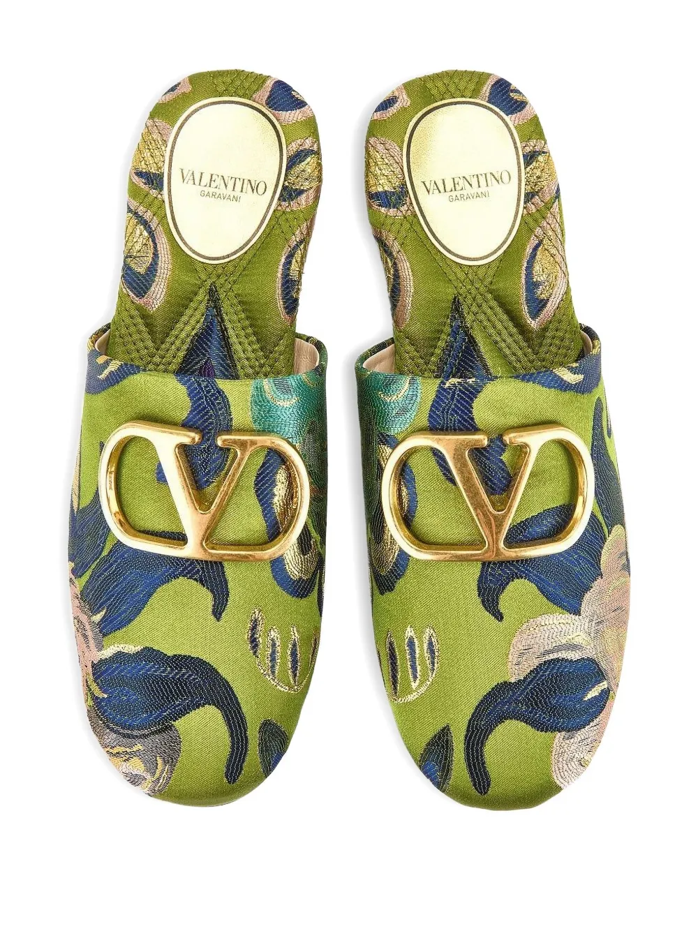 Valentino Garavani VLogo floral mules Green