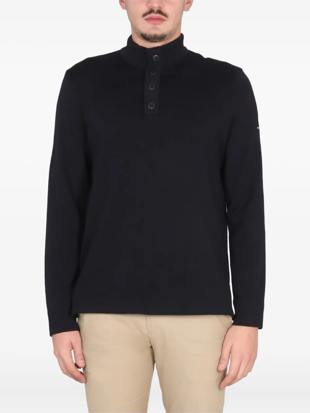 Saint James buttoned turtleneck sweater | Black | Image 1