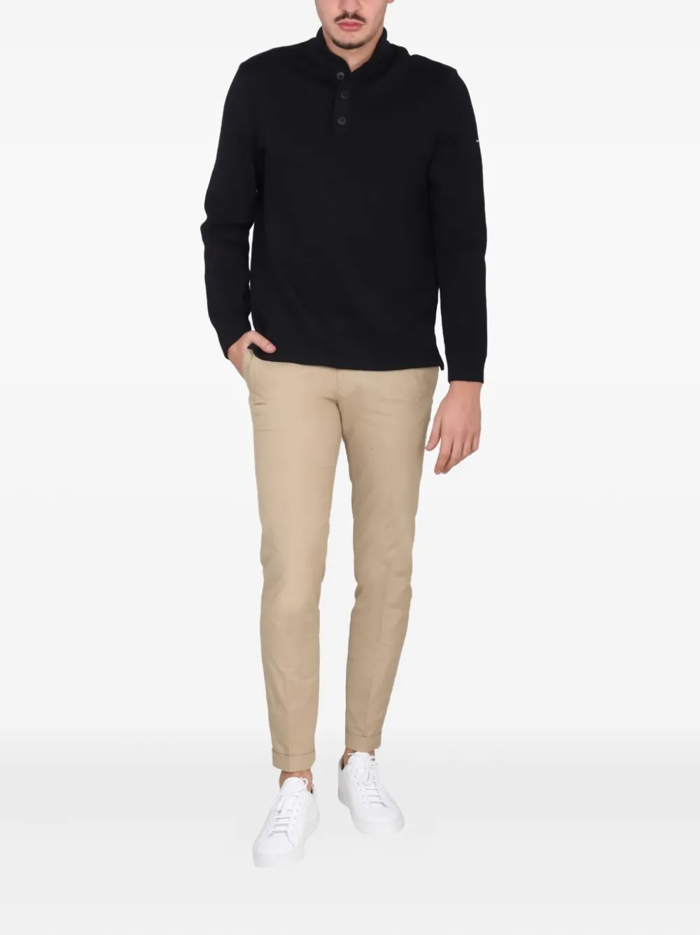 Saint James buttoned turtleneck sweater - Zwart