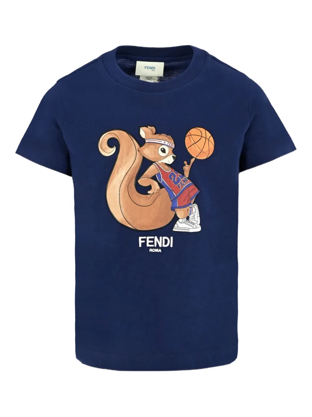 Fendi Kids squirrel basketball T-shirt | Blue | Image 1