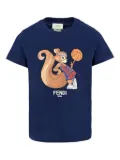 Fendi Kids squirrel basketball T-shirt - Blue