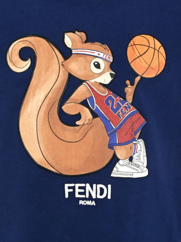 Fendi Kids Squirrel Basketball T-shirt | Blue | FARFETCH