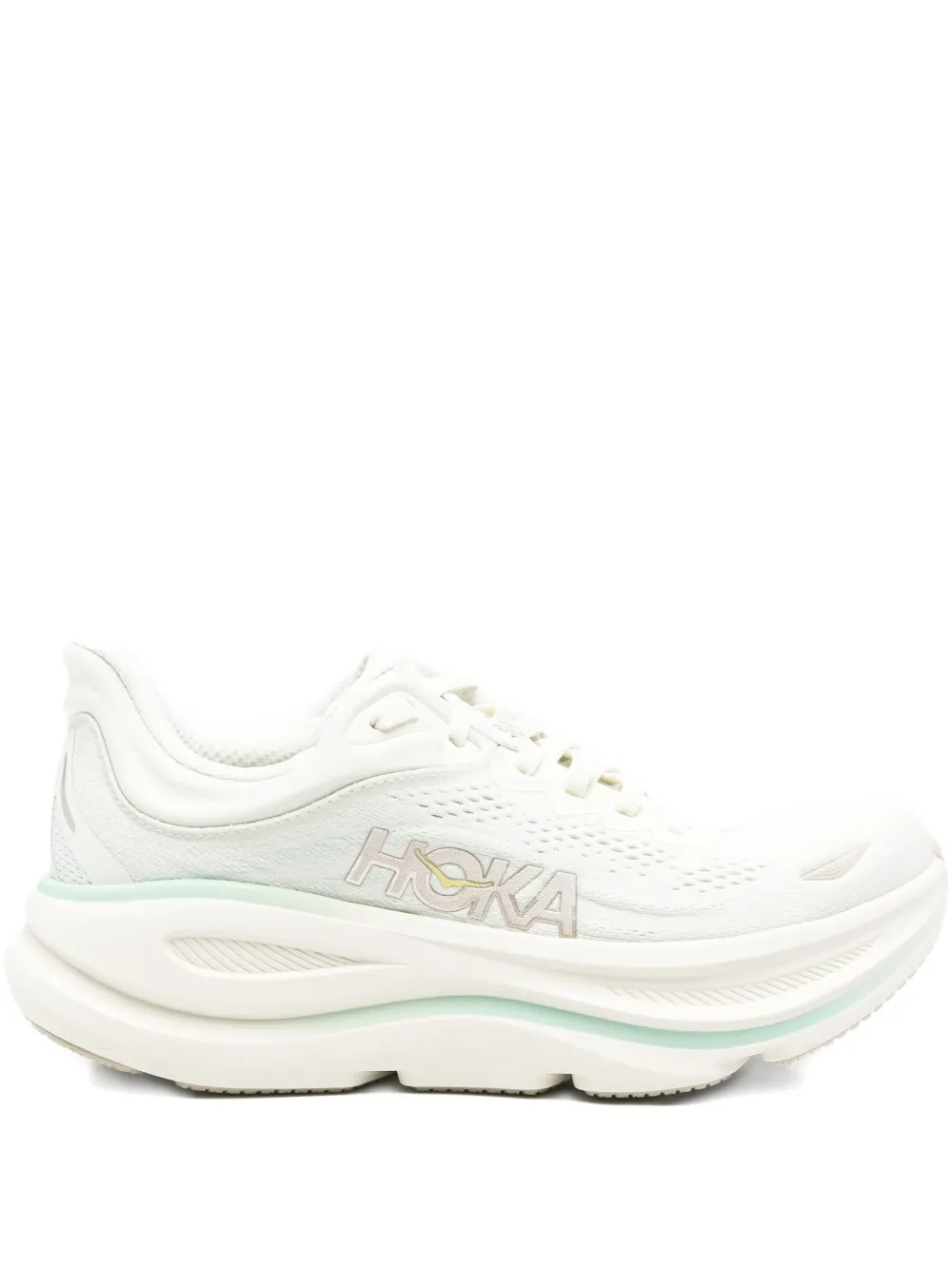 HOKA Bondi 9 mesh-panel sneakers Neutrals