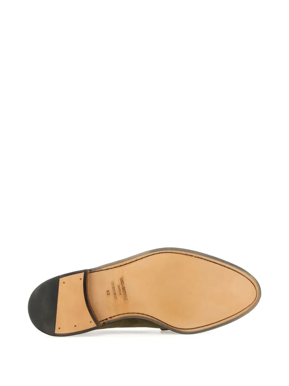 Thom Browne Suede Loafers With Rounded Toe And Tricolor Detail In Green