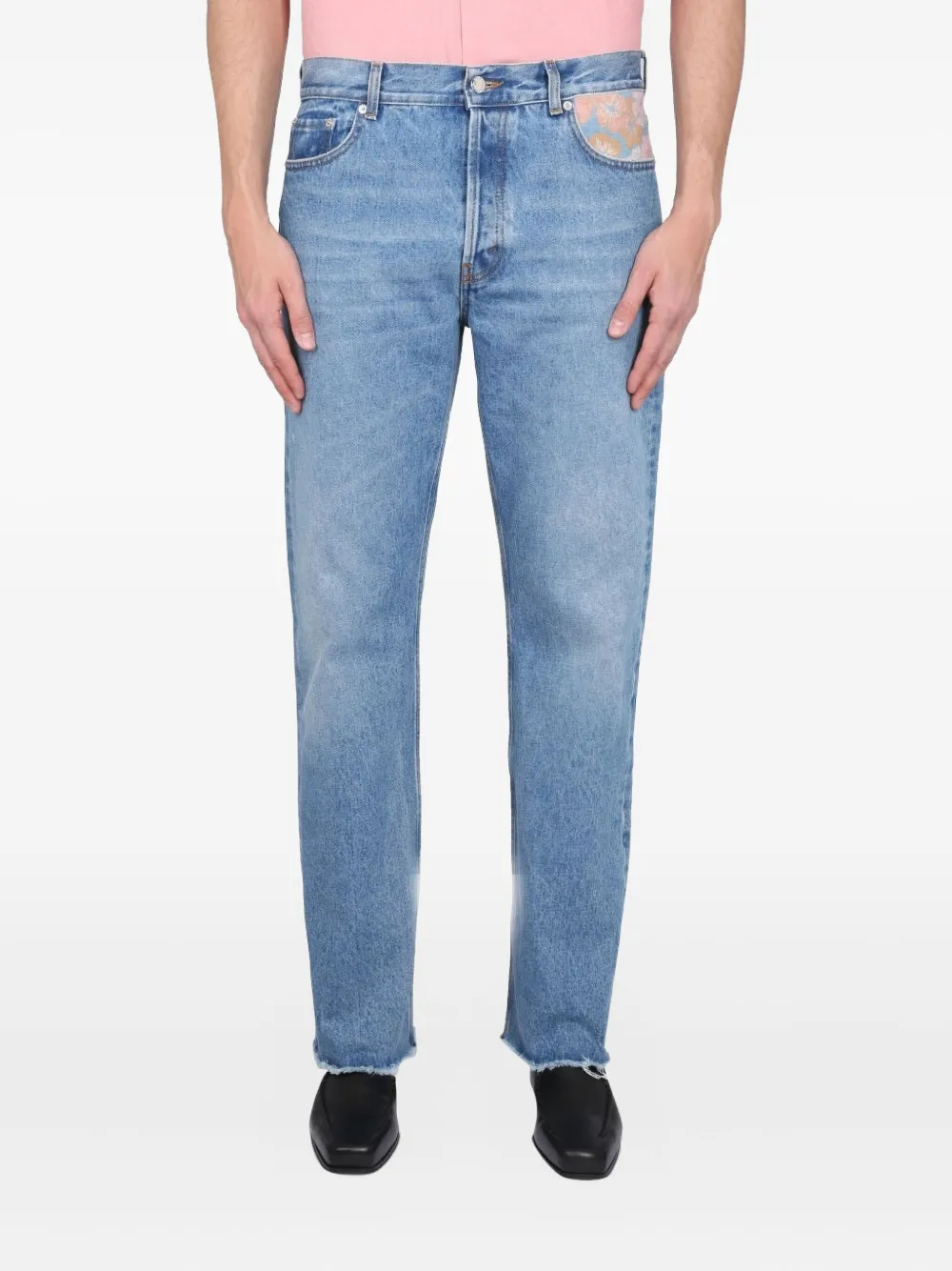 Séfr floral-panel jeans - Blu