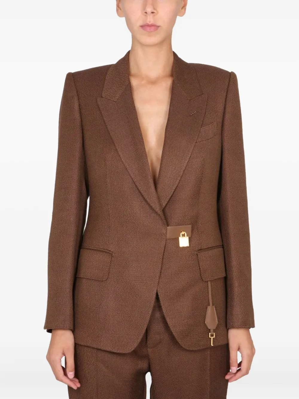 TOM FORD padlock-detail blazer - Marrone