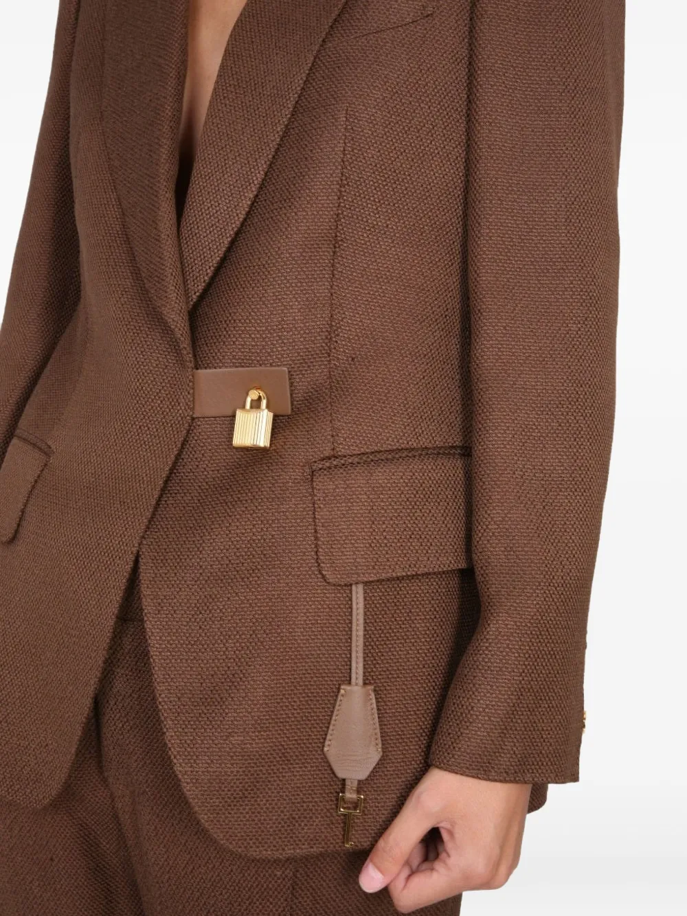 TOM FORD Blazer met hangslotdetail Bruin