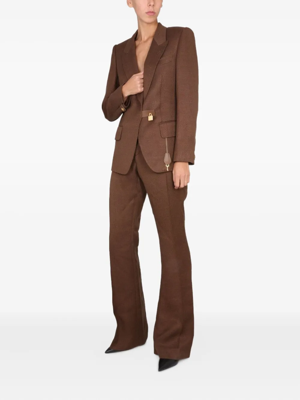 TOM FORD Blazer met hangslotdetail Bruin