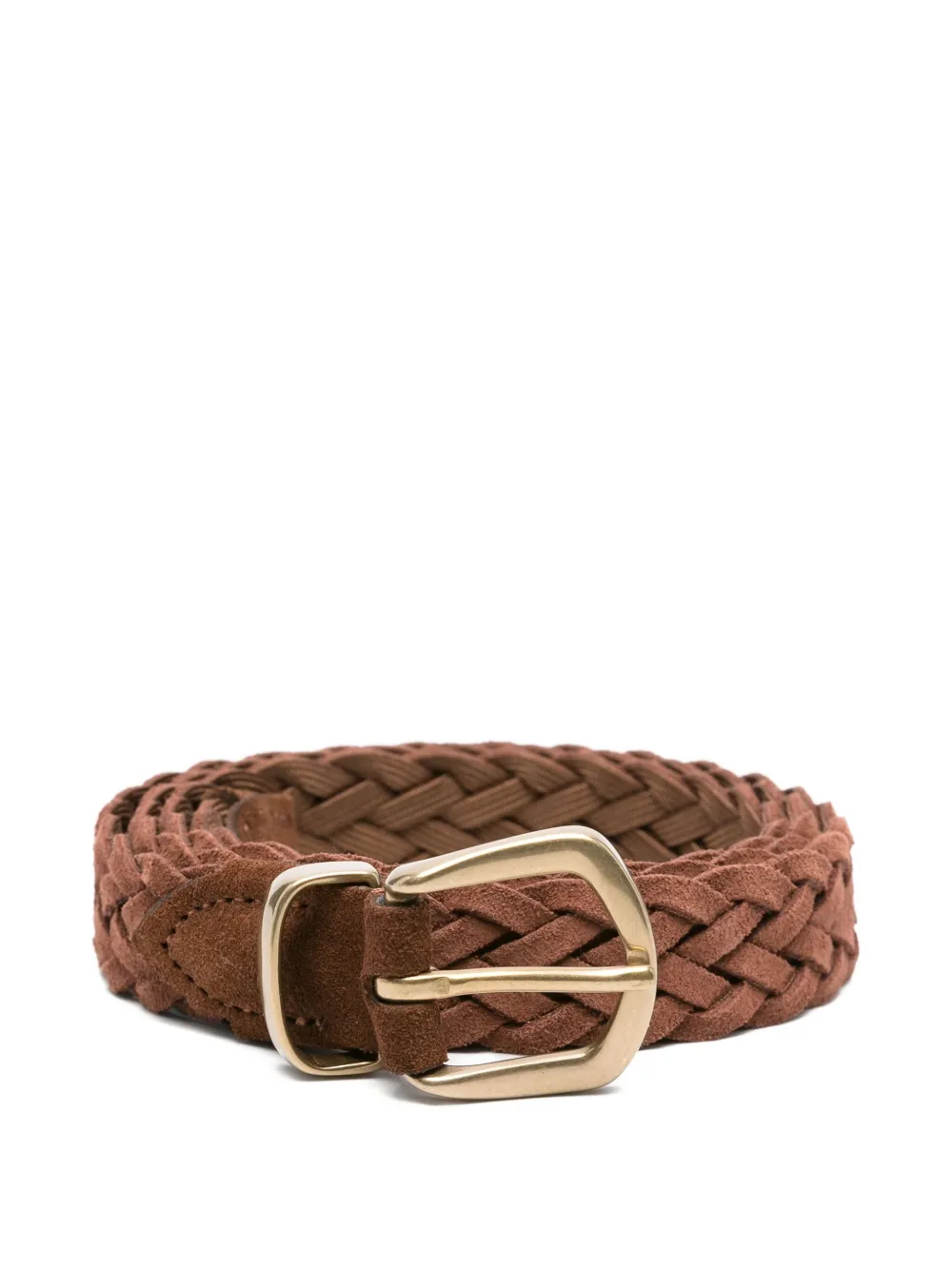 Eleventy Braided Suede Belt In Brown