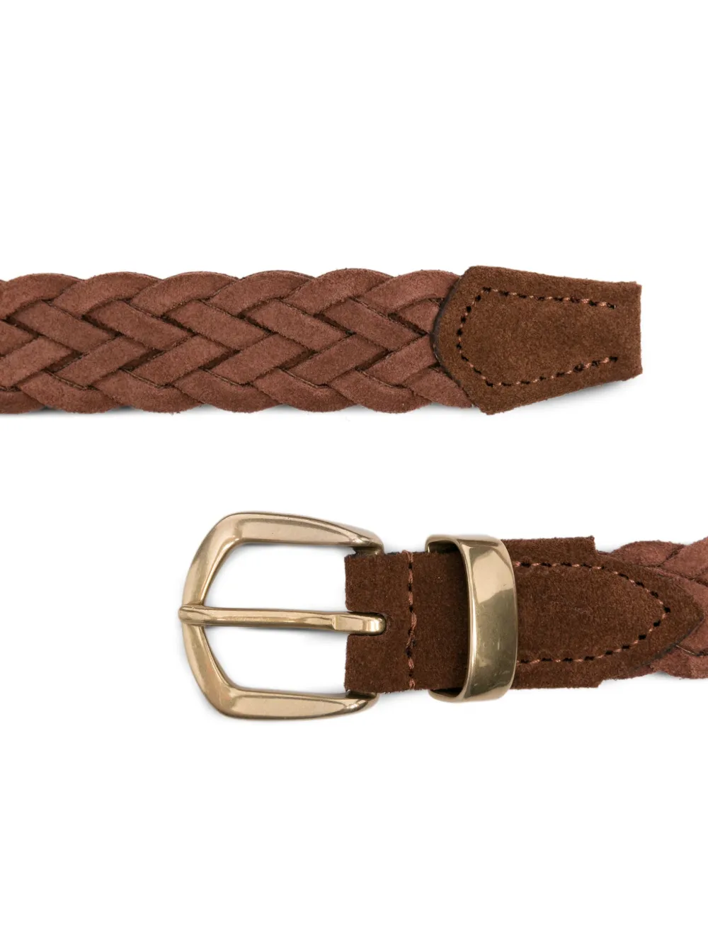 Eleventy Braided Suede Belt In Brown