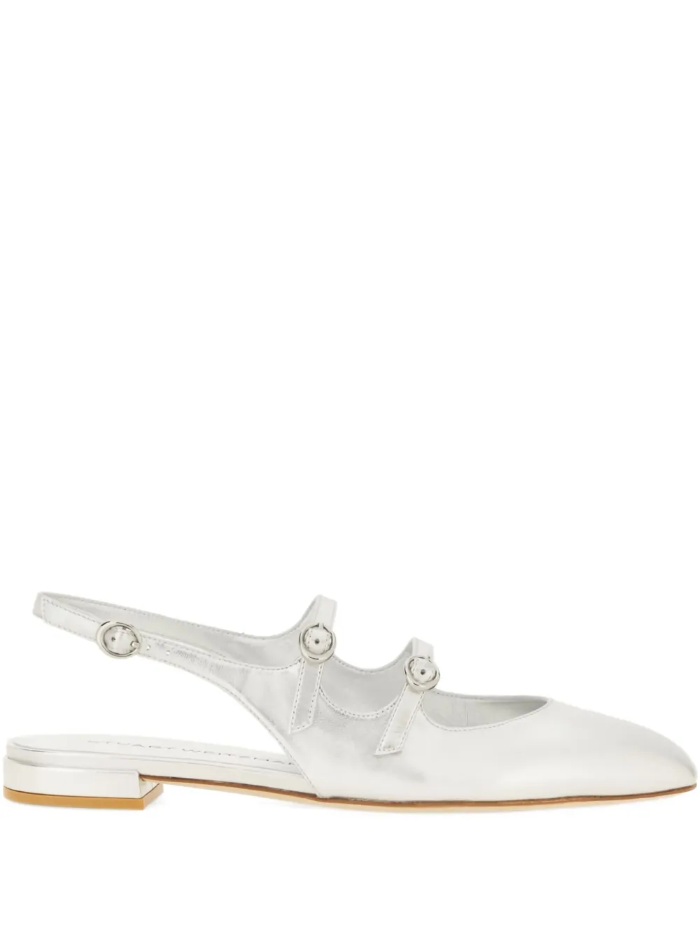 Stuart Weitzman Buckle Strap Ballet Flats In Silver