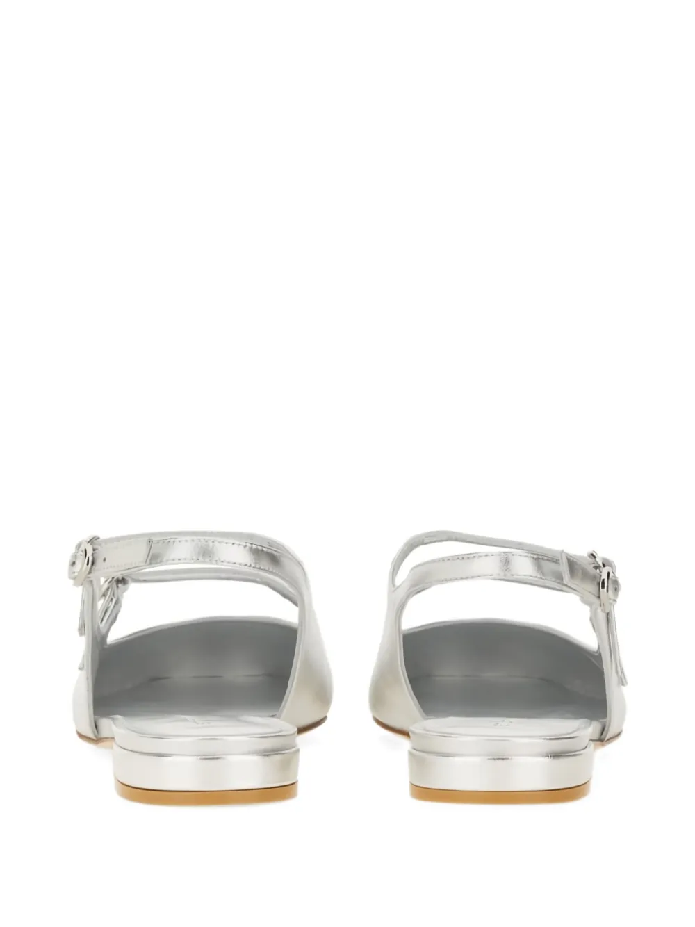 Stuart Weitzman Buckle Strap Ballet Flats In Silver