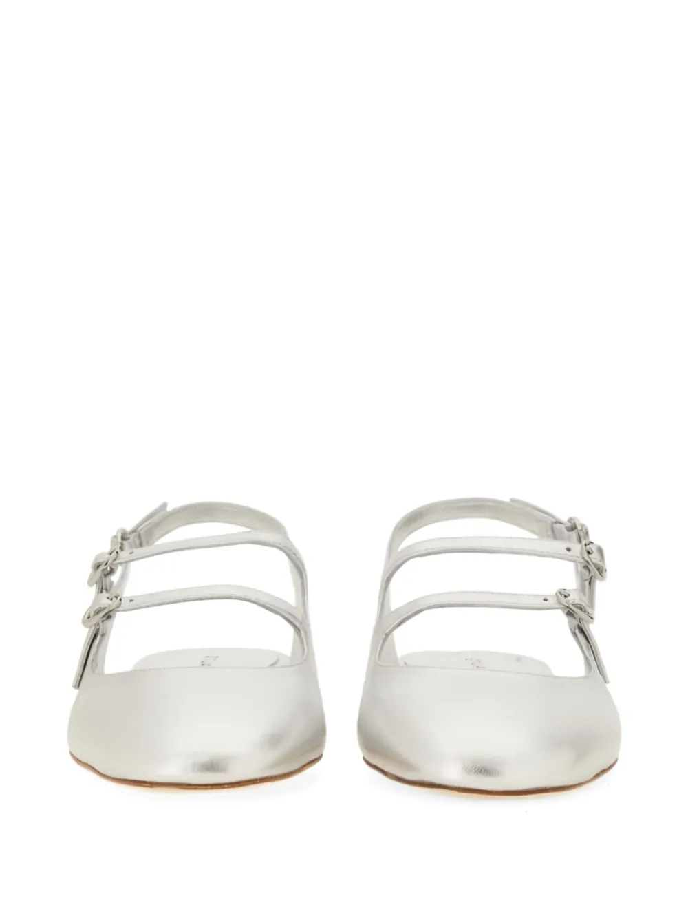 Stuart Weitzman Buckle Strap Ballet Flats In Silver
