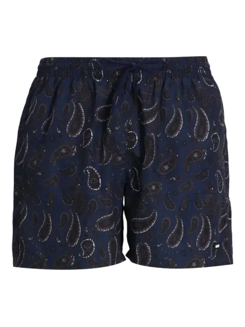 BOSS shorts de playa con estampado de cachemira y cordones