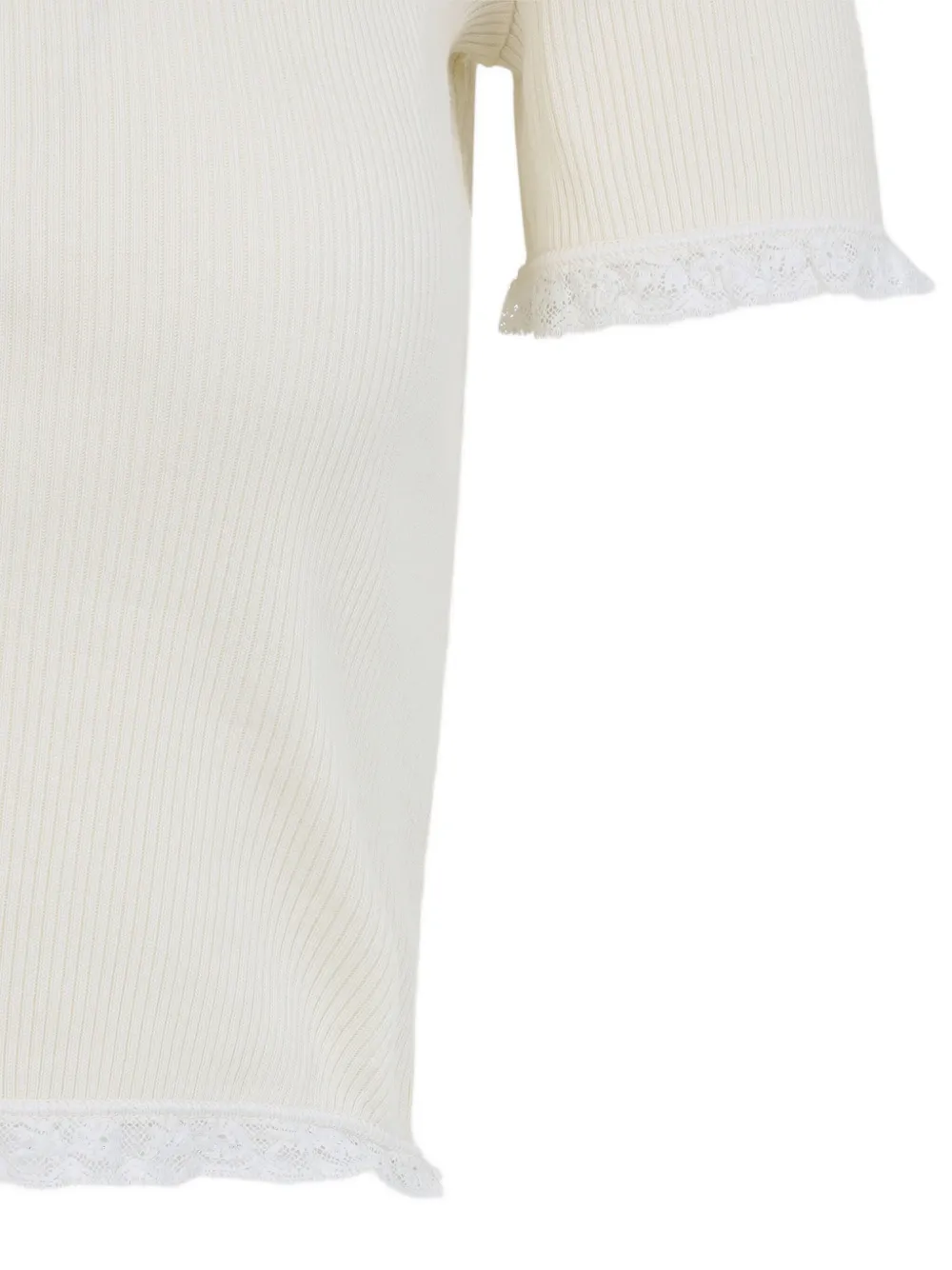 Miu Top met afwerking van kant Wit