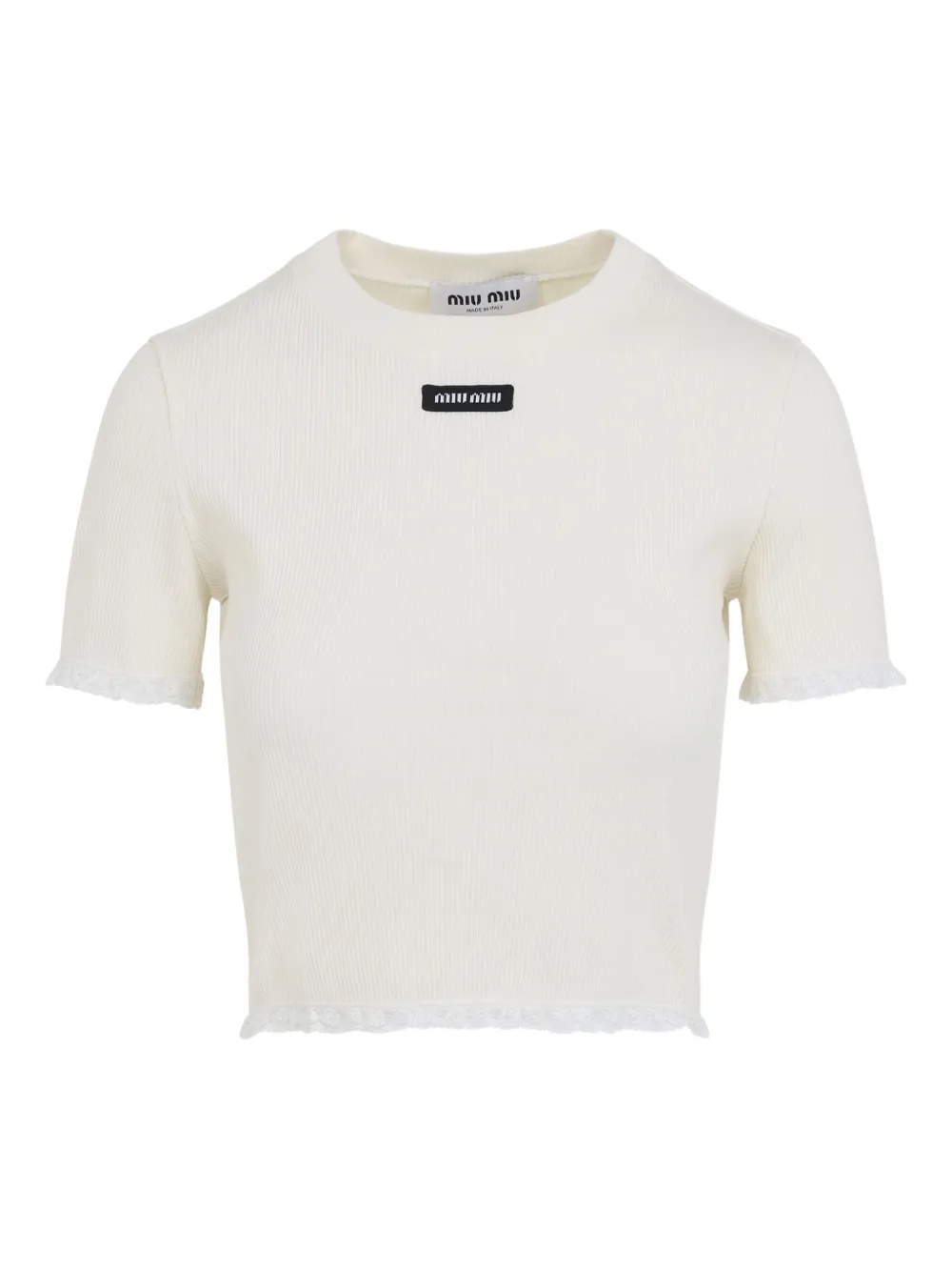 Miu Top met afwerking van kant Wit