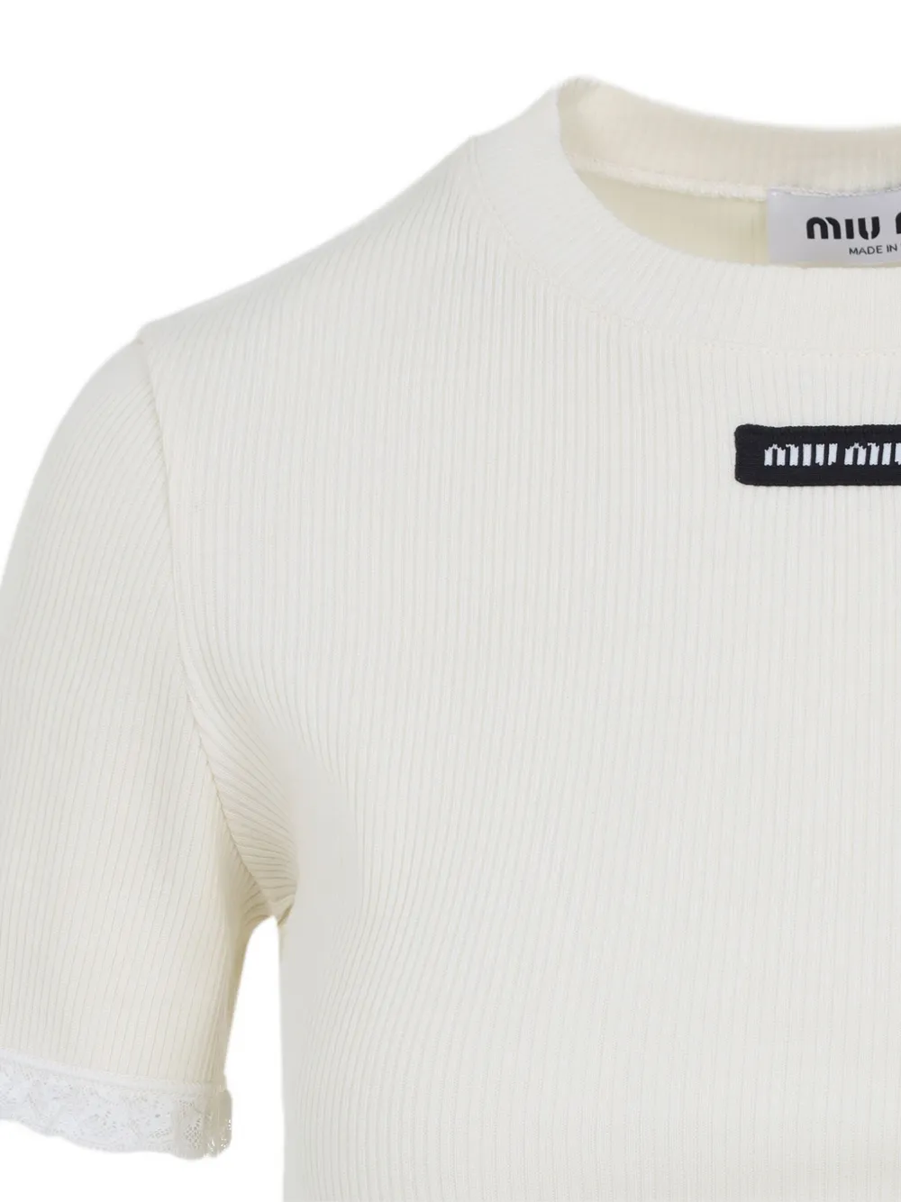 Miu Top met afwerking van kant Wit