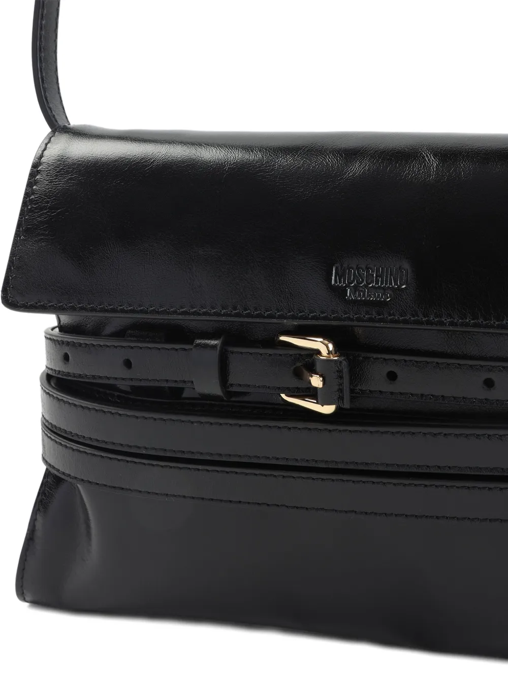 Moschino buckle-fastening leather shoulder bag Zwart