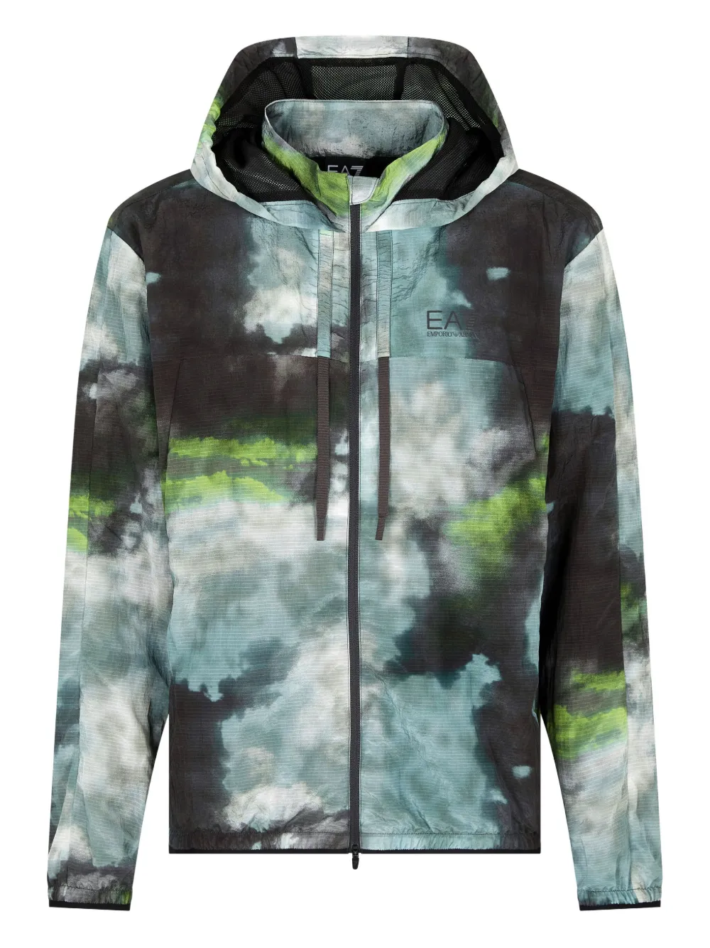 Ea7 Emporio Armani Kapuzenjacke mit abstraktem Print - Blau