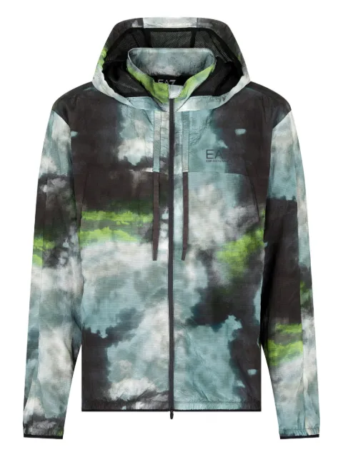 Ea7 Emporio Armani Giacca con cappuccio e stampa astratta