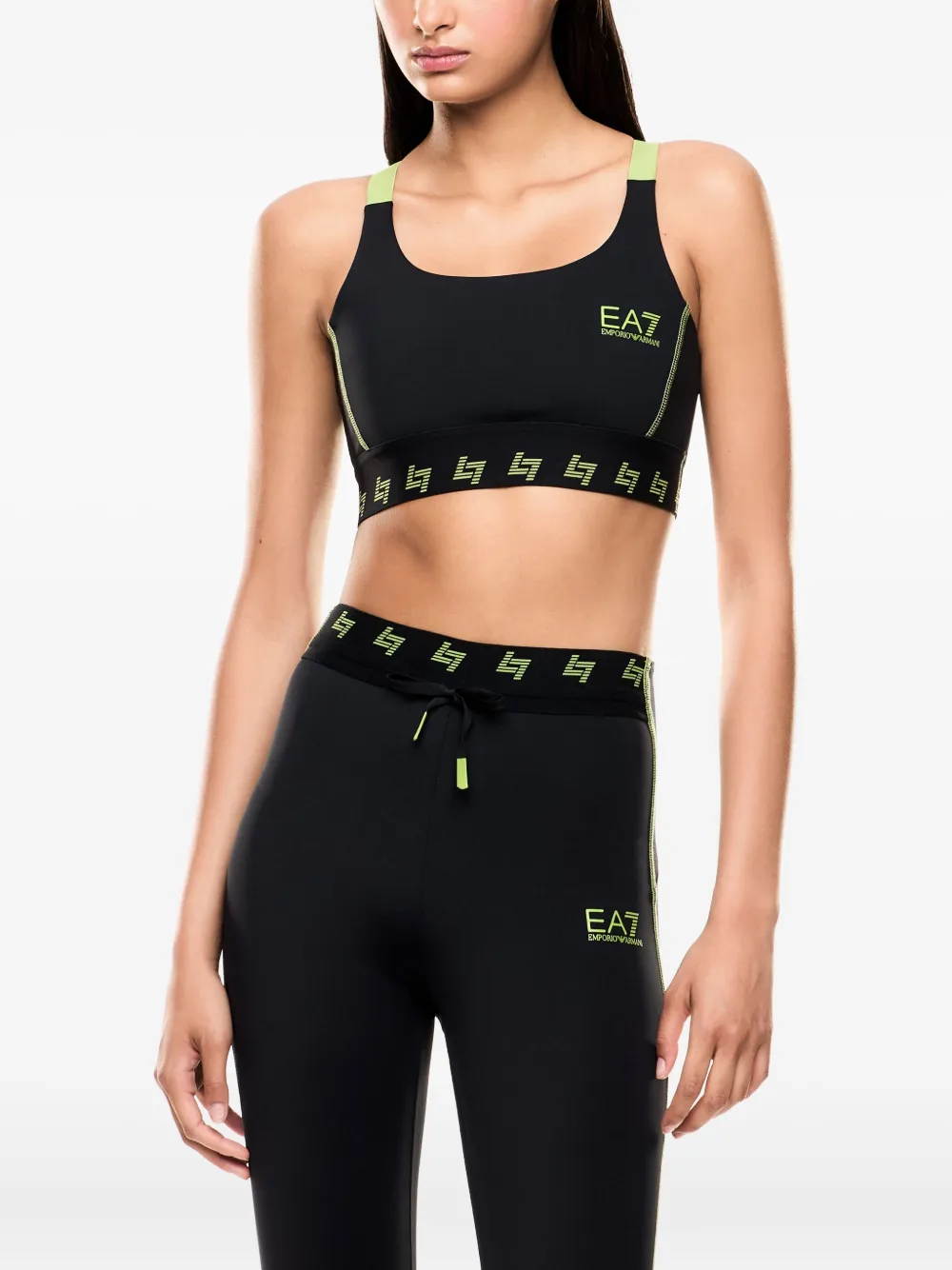 Ea7 Emporio Armani Raceback sport-bh met logodetail Zwart