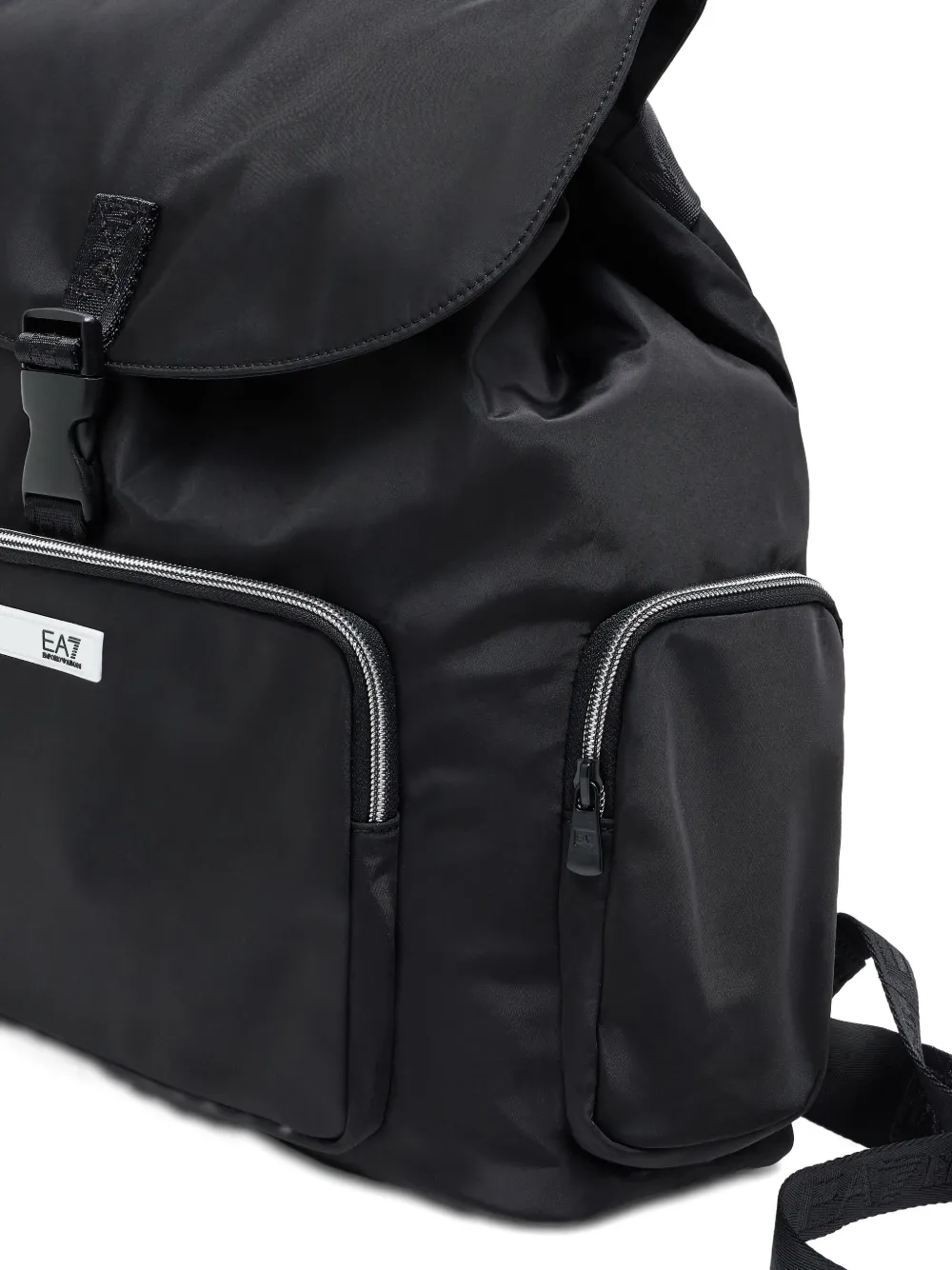 Ea7 Buckle-fastening Flap Backpack In Black