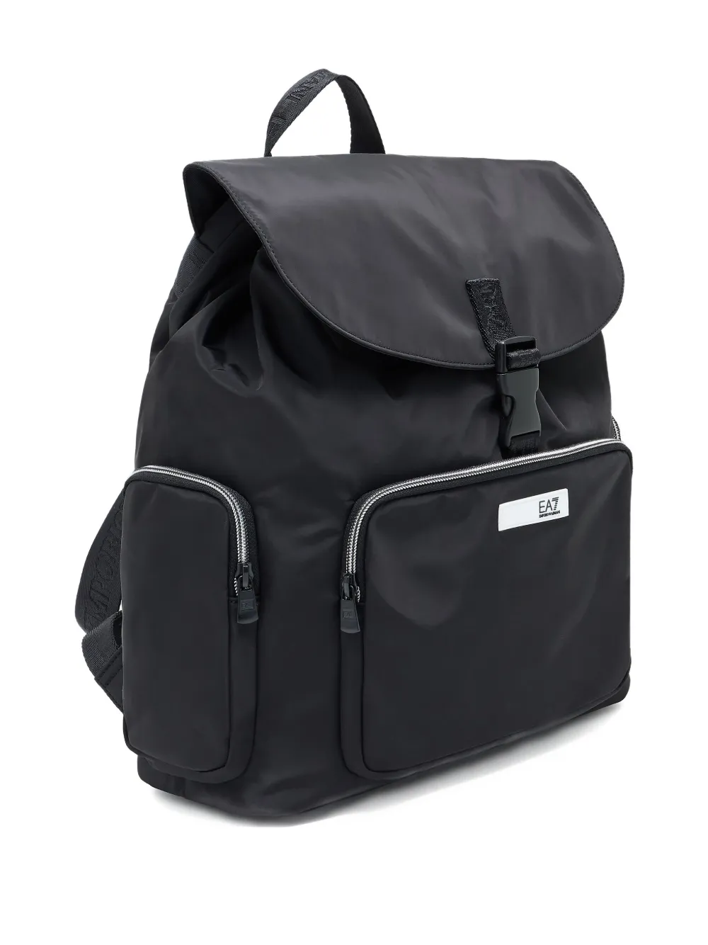 Ea7 Buckle-fastening Flap Backpack In Black