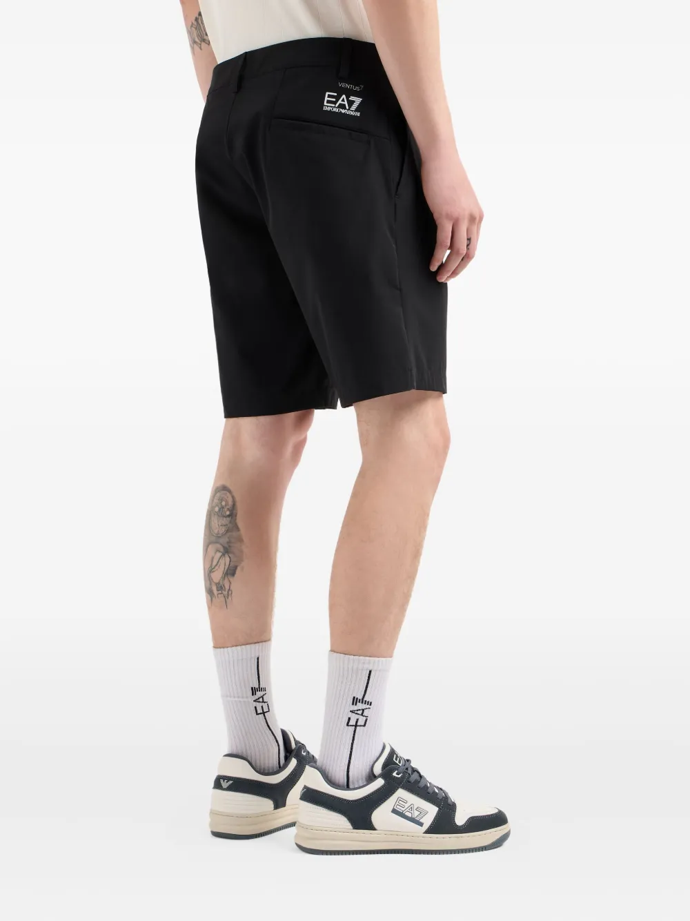 Ea7 Emporio Armani Bermuda shorts met logoprint Zwart