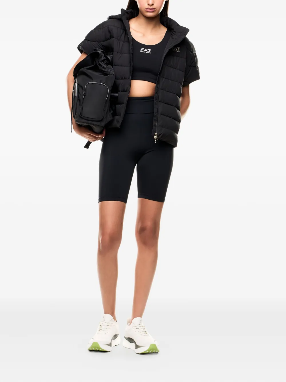 Ea7 Emporio Armani High-waist shorts met logo Zwart