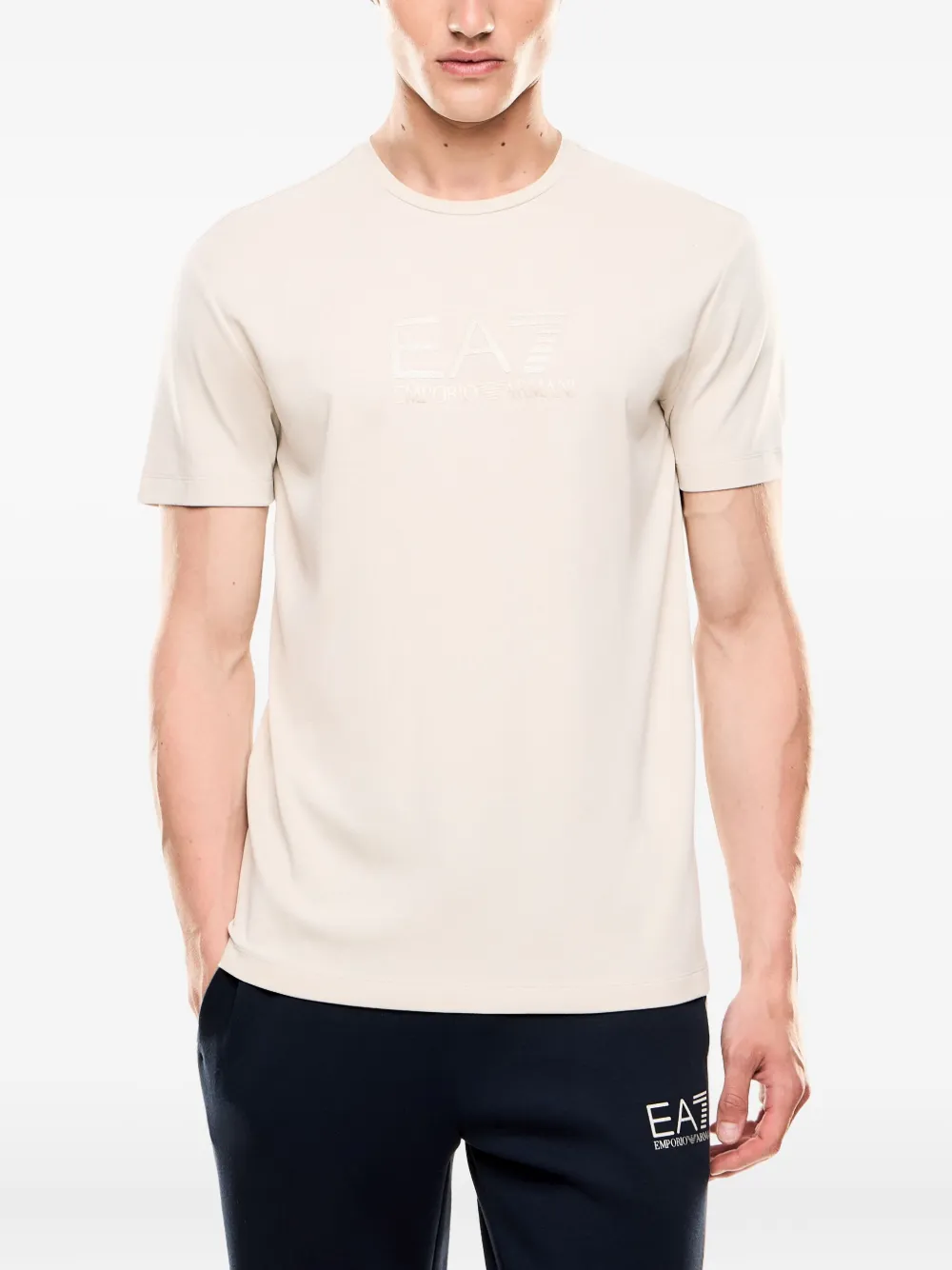 Ea7 Emporio Armani T-shirt met geborduurd logo U1086 BEIGE