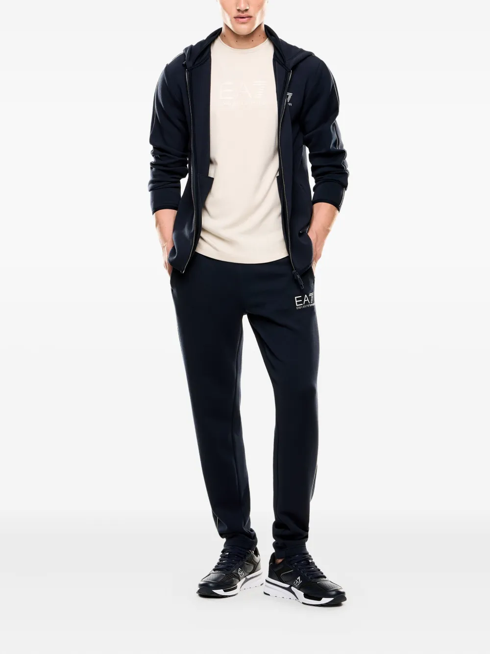 Ea7 Emporio Armani T-shirt met geborduurd logo - U1086 BEIGE