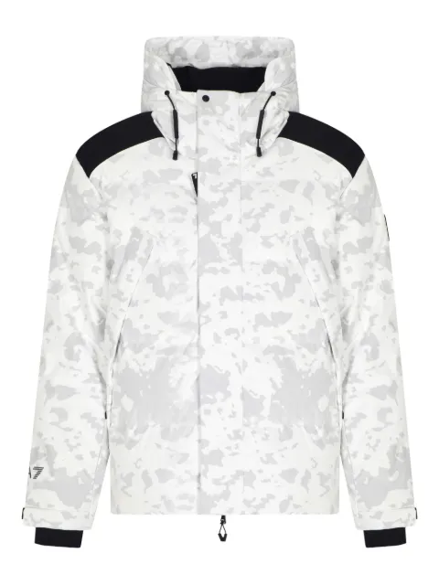 Ea7 Emporio Armani camouflage-print hooded down jacket