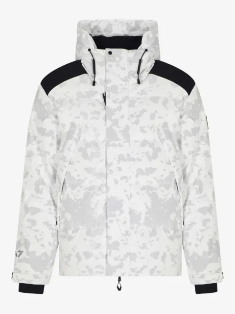 Ea7 Emporio Armani chamarra capitonada con capucha y estampado militar