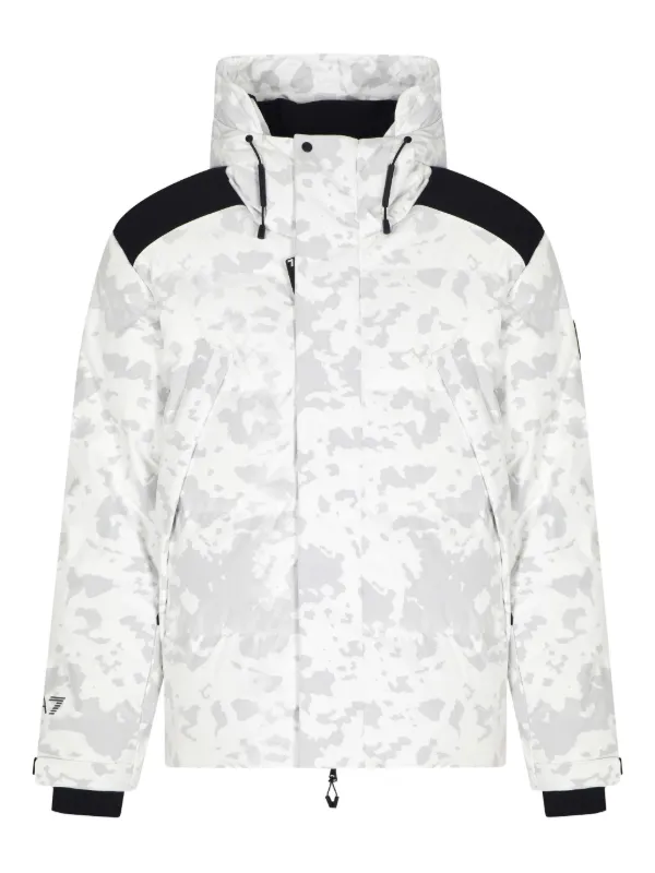 Ea7 Emporio Armani camouflage-print Hooded Down Jacket | White