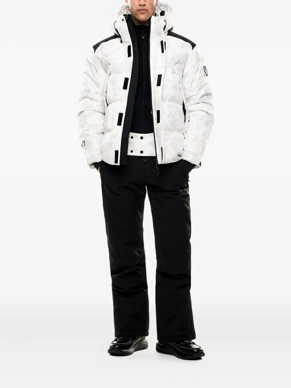 Camouflage-Print Hooded Down Jacket