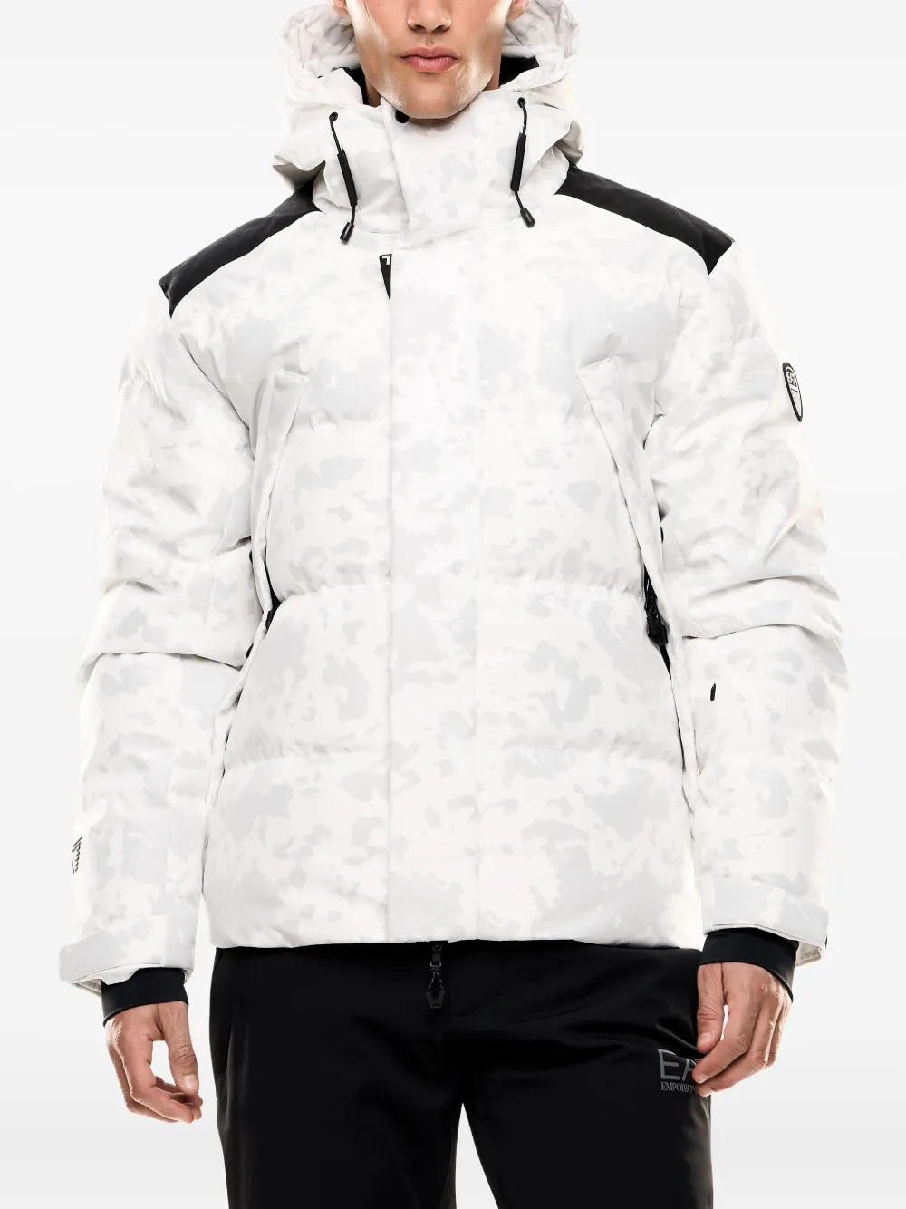 Camouflage-Print Hooded Down Jacket