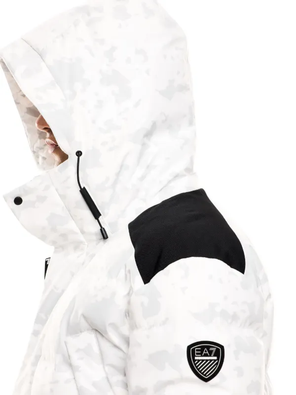 Ea7 Emporio Armani camouflage-print Hooded Down Jacket | White