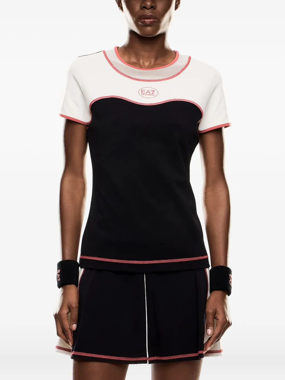 Ea7 Emporio Armani T-shirt met colourblocking Zwart