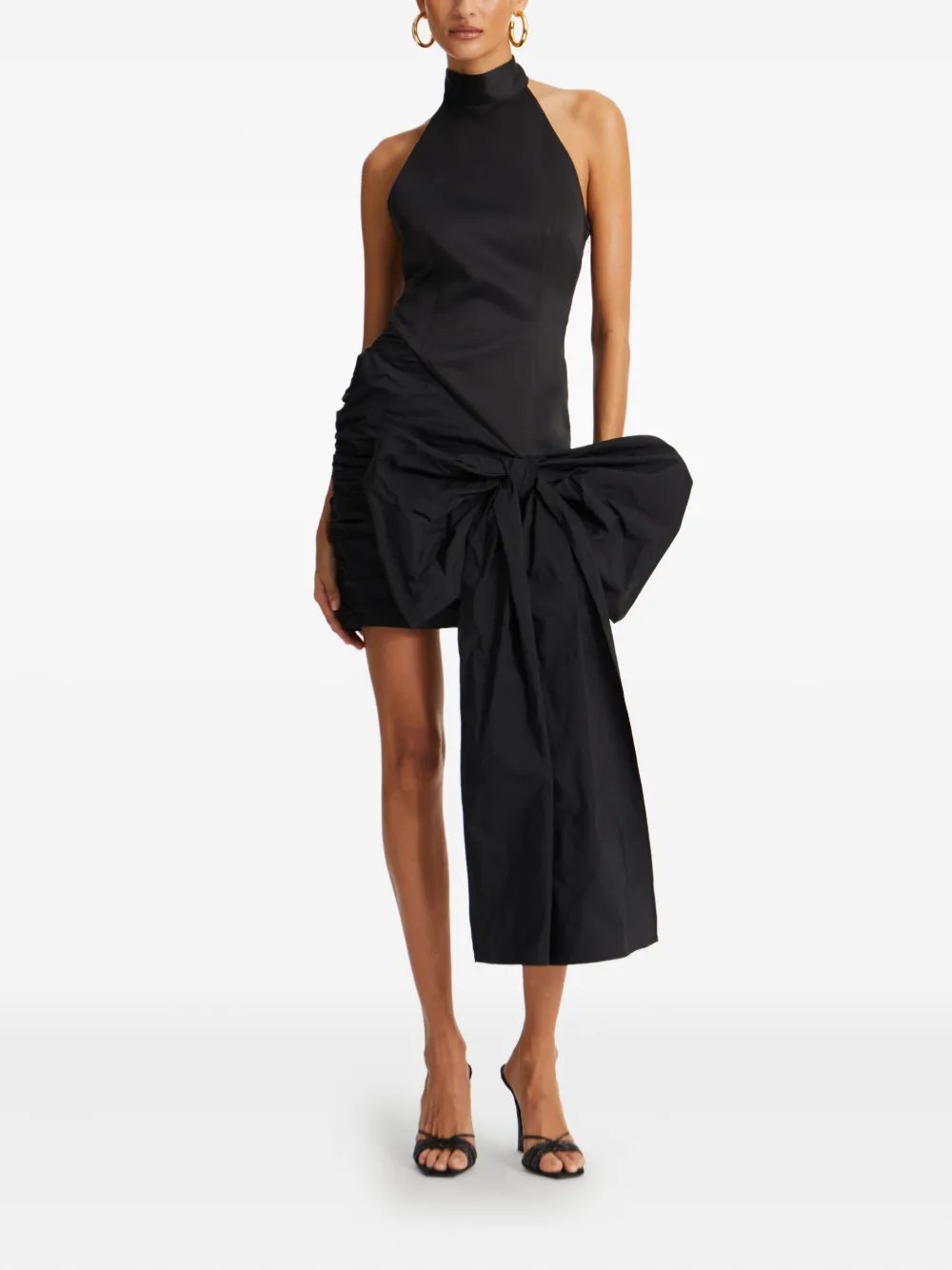 ROTATE BIRGER CHRISTENSEN Jurk met halternek en strikdetail Zwart